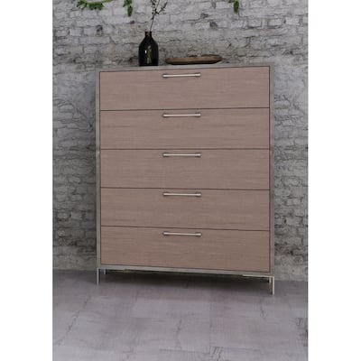 Nova Domus Boston Modern Brown Oak & Brushed Stainless Steel Chest