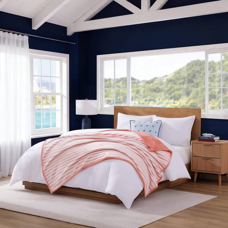 Tommy Hilfiger Printed Plush Reversible Throw Blanket