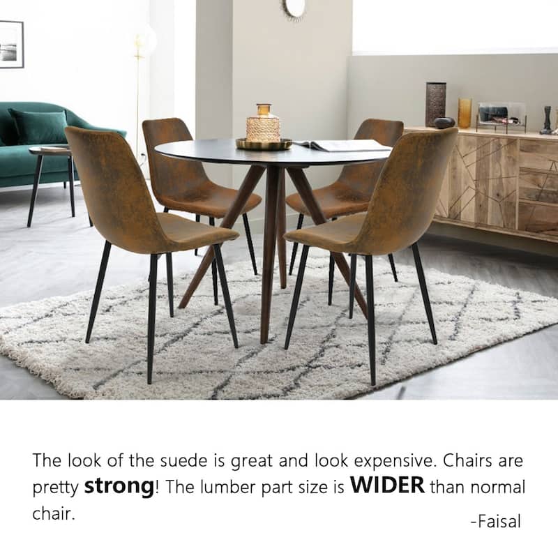 Modern Brown Suede Fabric Upholstered Dining Chairs (Set of 4) - 34"x18"x18"