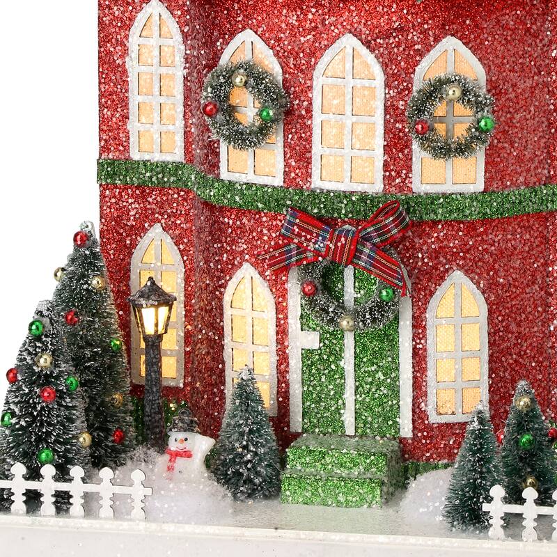 13" Led Cardboard Village Manor