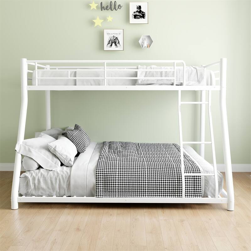 Metal Bunk Bed Twin Over Full Size with Removable Stairs,Sturdy Frame