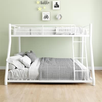 Metal Bunk Bed Twin Over Full Size with Removable Stairs,Sturdy Frame