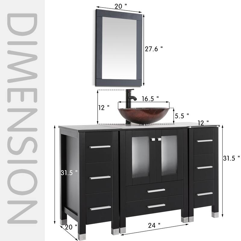 48" Bathroom Vanity with Sink Set Side Cabinet Combo