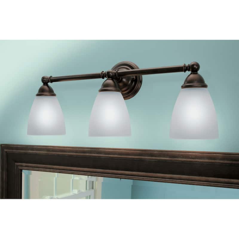 Moen 3 Light Bathroom Vanity Light with Frosted Shades from the