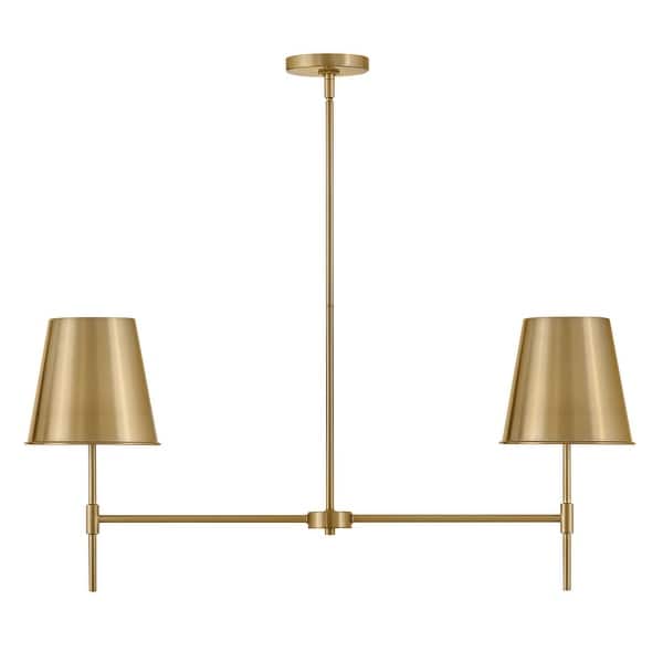 slide 2 of 5, Lark 83445 Blake 2 Light 36" Wide Linear Chandelier Lacquered Brass
