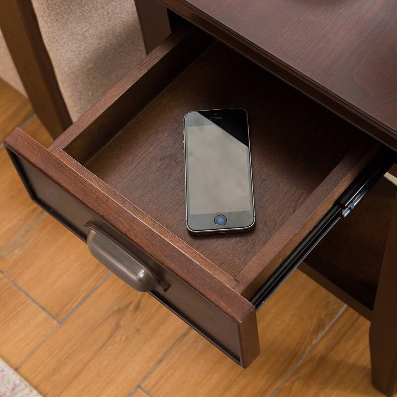 Laurent Narrow Solid Wood Side End Table with Shelf