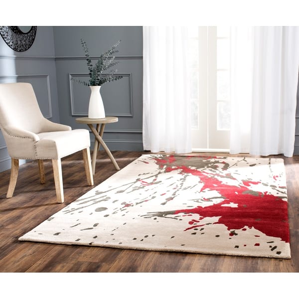 slide 2 of 8, SAFAVIEH Handmade Soho Splash Modern Abstract Beige Wool Rug