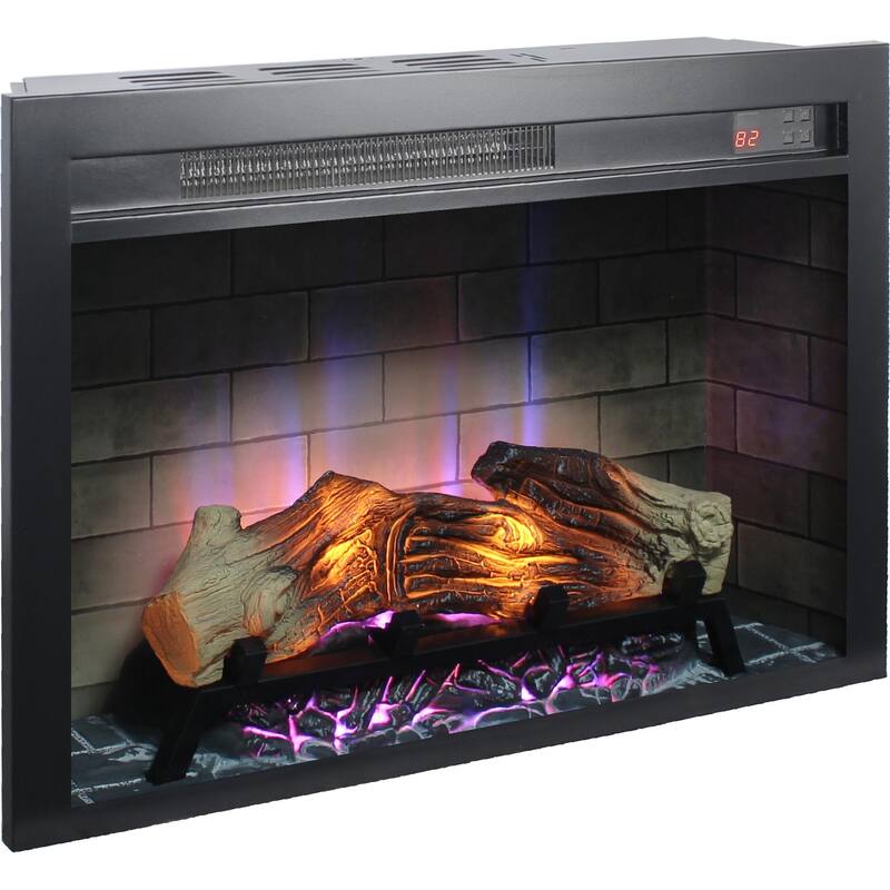28-Inch Electric Fireplace Insert, 5018 BTUs Heat, Multicolored Flame & Ember Bed, Remote Control, CSA/UL Certified