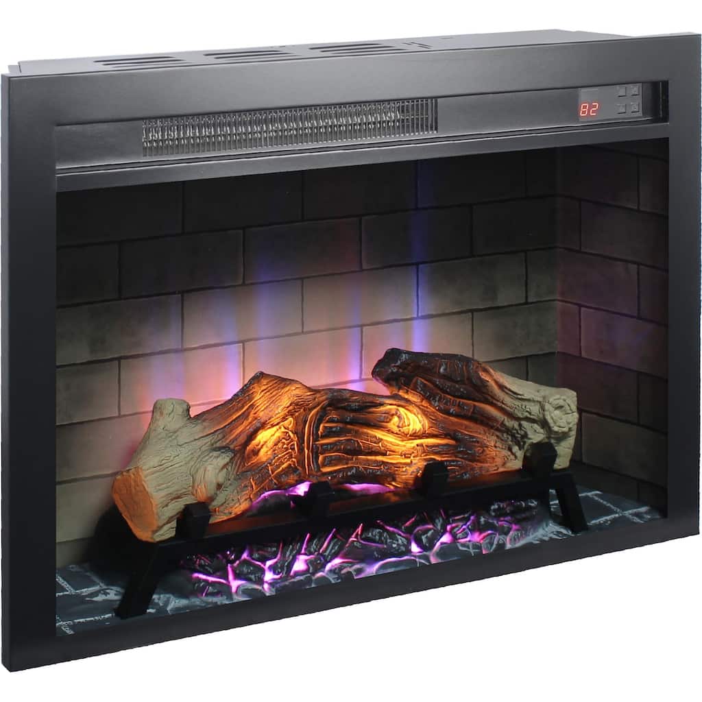 28 inch Infrared Electric Fireplace Insert,Touch Panel Home Decor Heater,Smokeless Firebox With Trim Kit