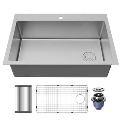 Karran Fusion Top Mount 33-in x 22-in Stainless Steel Extra-Large Single Bowl Kitchen Sink