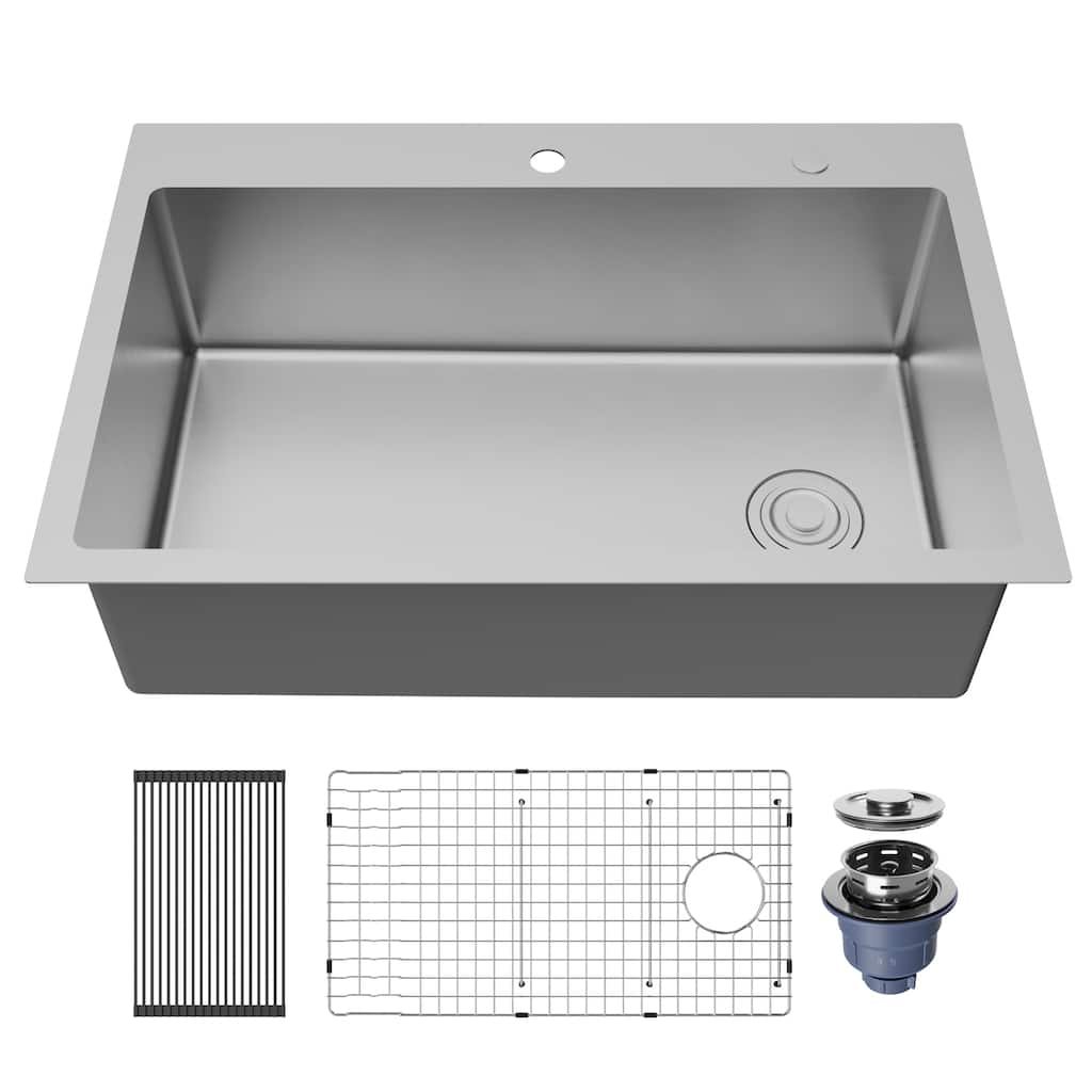 Karran Fusion Top Mount 33-in x 22-in Stainless Steel Extra-Large Single Bowl Kitchen Sink