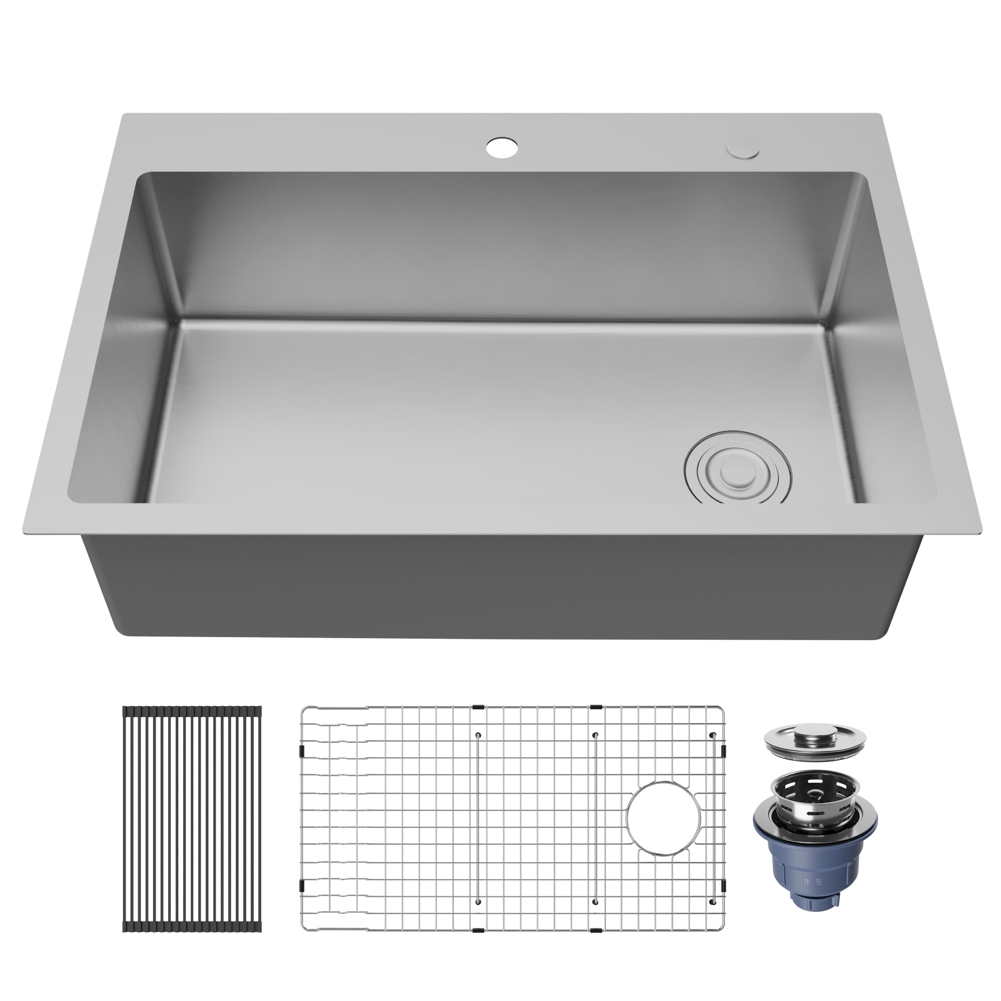 Karran Fusion Top Mount 33-in x 22-in Stainless Steel Extra-Large Single Bowl Kitchen Sink - Stainless Steel