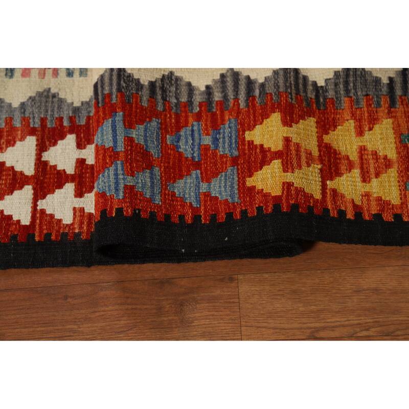 All-Over Kilim Oriental Area Rug Flatweave Wool Carpet - 8'5" x 9'5"