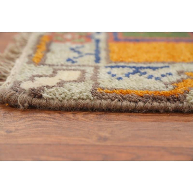 Hand Knotted Oriental 100% Wool Carpet Transitional All-Over Oranges & Rust Oushak Runner Rug - 8' 1'' X 2' 7''