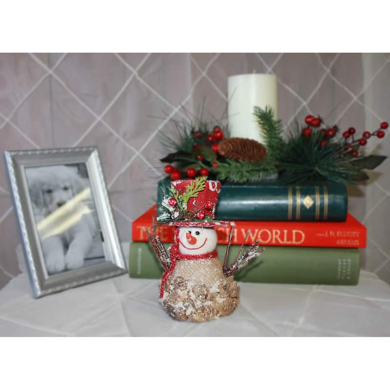 6" Iced Burlap Snowman