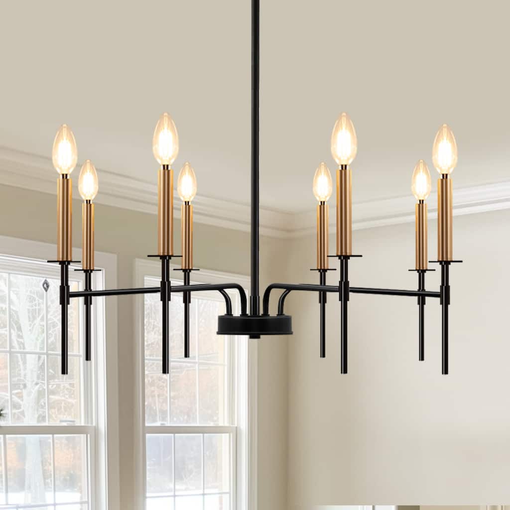 Modern Chandelier for Dining Room 8-Light Farmhouse Chandelier Lighting Fixtures Rustic Candle for Living Room Foyer Bedroom