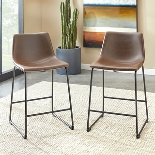 George PU Leather Counter Stool Set of 2 - N/A - Overstock - 35992669