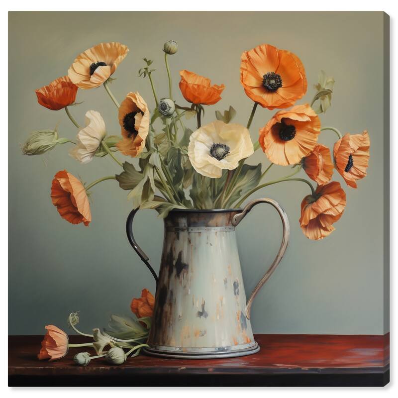 Wynwood Studio Canvas Floral and Botanical Vintage Art of Flowers Orange and Farmhouse Wall Art Canvas Print