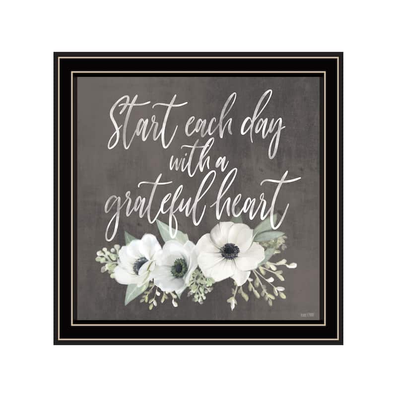 TrendyDecor4U Contemporary " Grateful Heart" Framed Print Wall Art - Multi