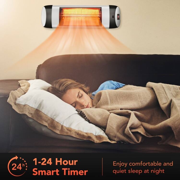 1500W Wall-Mounted Electric Heater Patio Infrared Heater with Remote Control - 26'' x 4'' x 8'' (L x W x H)