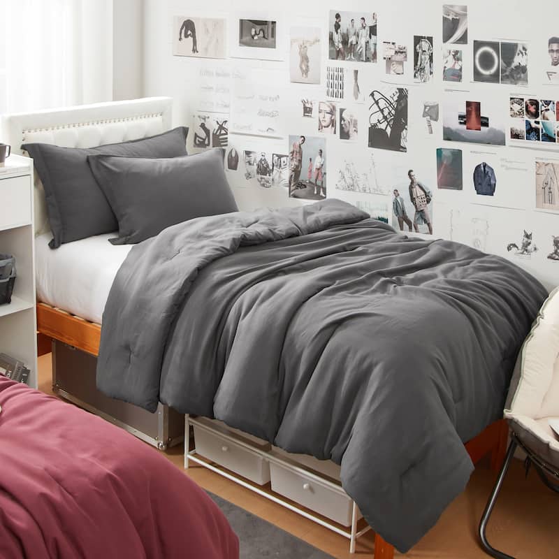 Dorm Haul® - Cozy College Comforter Set - Twin XL Bedding - Granite Gray