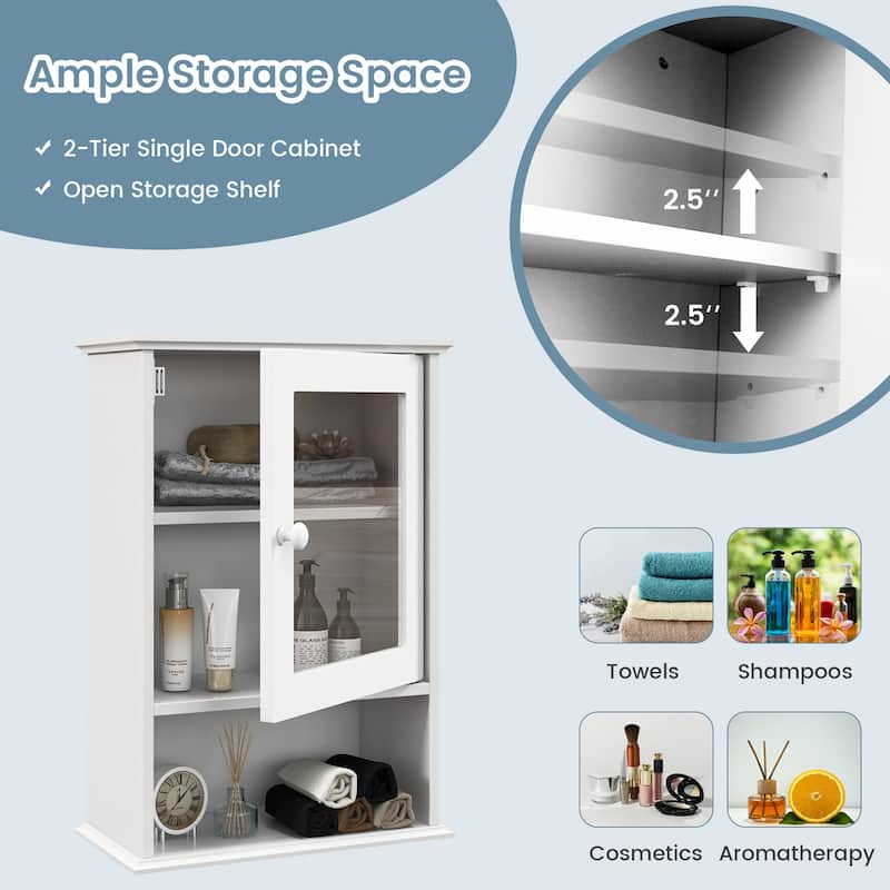 Gymax Wall Mounted Bathroom Cabinet Storage Organize Hanging Medicine
