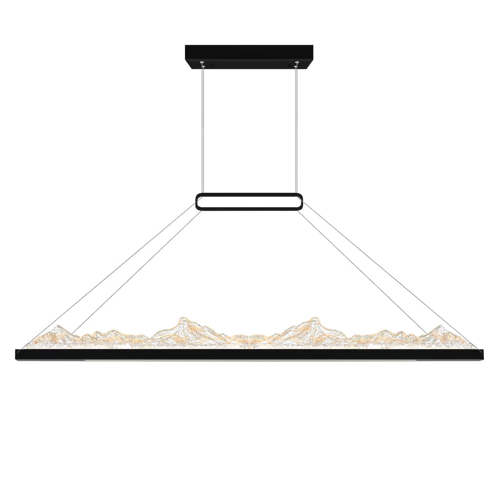 Himalayas Integrated LED 48in Black Chandelier with Handcrafted Glass