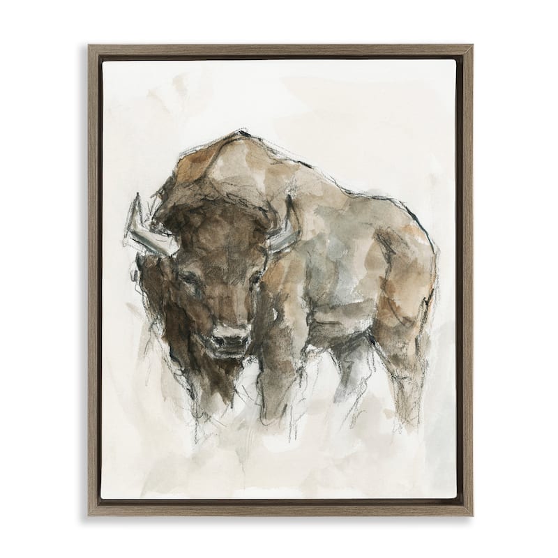 Stupell Western American Buffalo Brown Country Animal Floater Frame - 17 x 21 - Brown