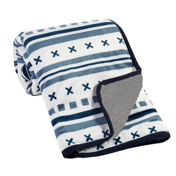 slide 2 of 5, Lambs & Ivy Metropolis Blue/White/Gray Ultra Soft Minky & Sherpa Baby Blanket