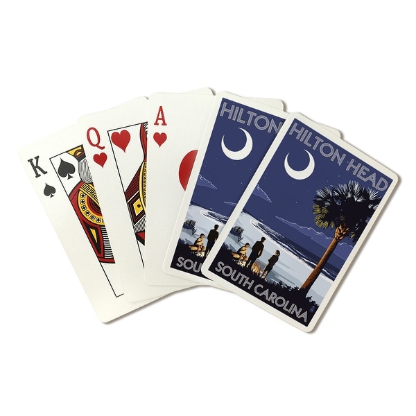 Hilton Head, SC - Beach & Bonfire - LP Artwork (Poker Playing Cards Deck)