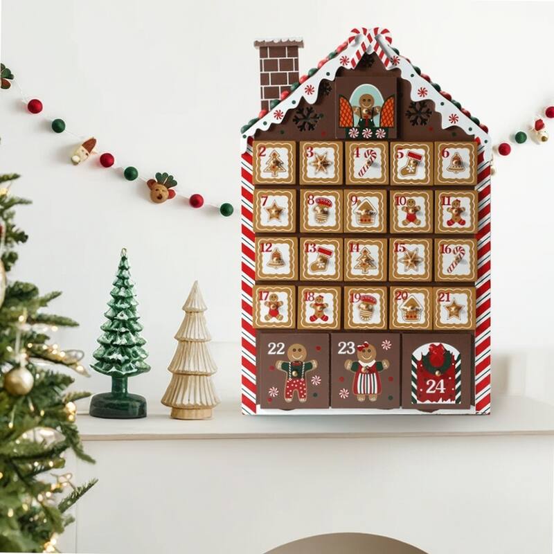 Gingerbread House Countdown Calendar - 24 Days of Christmas Surprises - Brown