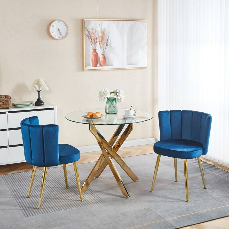 Modern Dining Chair(Set Of 2 ) With Iron Tube Legs, Velvet And Comfortable Backrest, Suitable For Dining Room Living Room