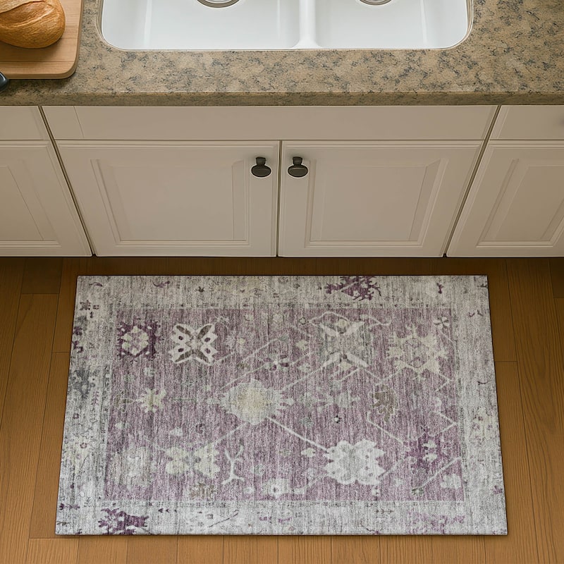 Premium Washable Super Soft Traditional Kashmir Mayfield Rug - Merlot - 1'8" x 2'6"