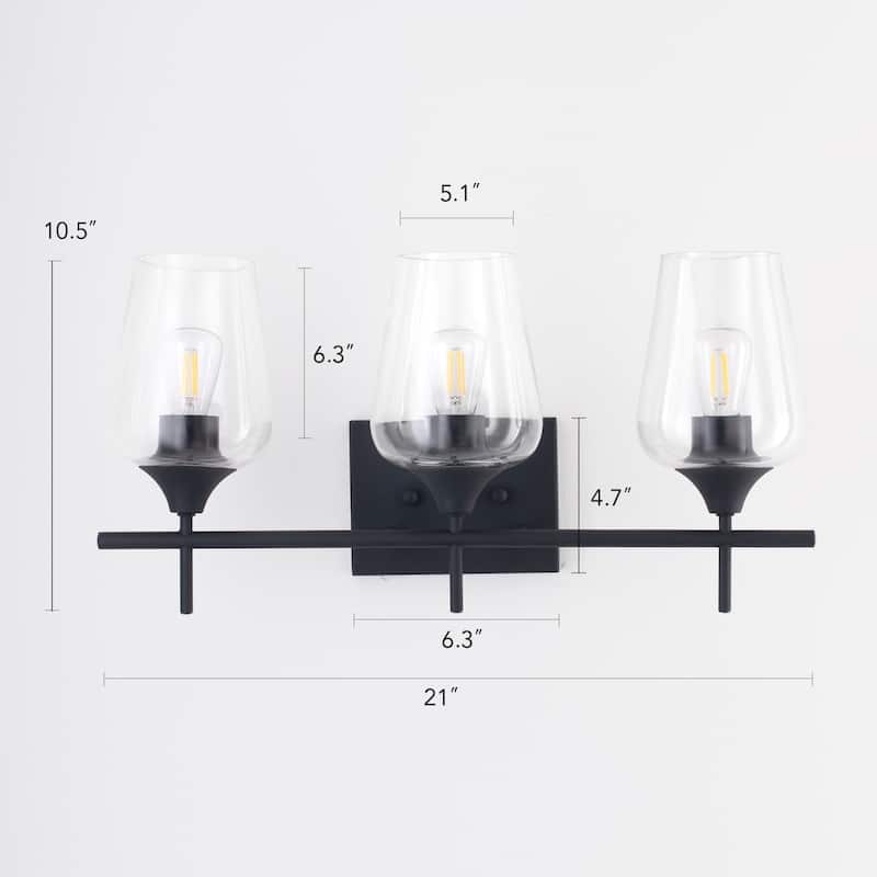 CO-Z Matte Black Vanity Light Sconce w Clear Glass Shade