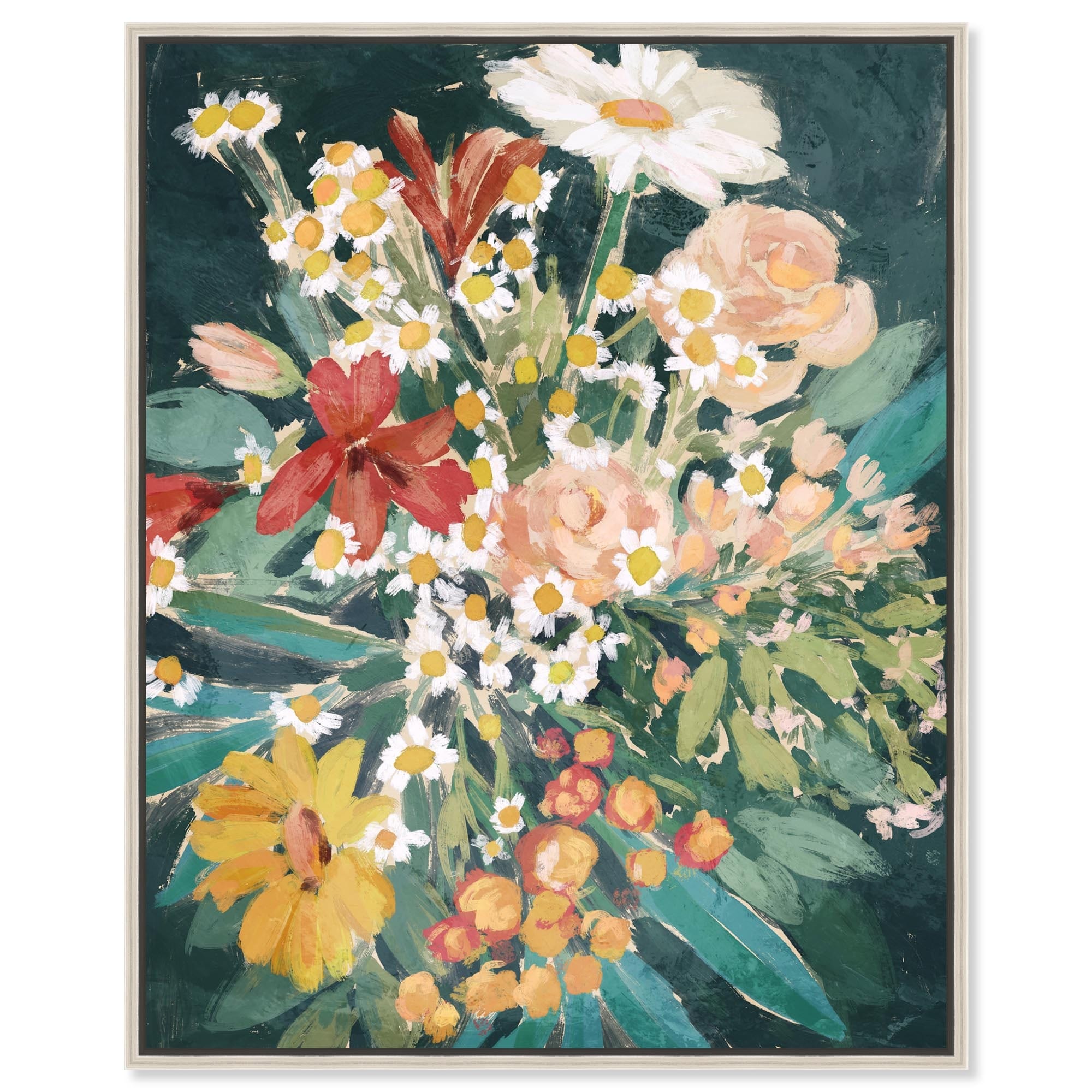 Modern Flowers Floral Decor Framed Canvas Print by Notoriart