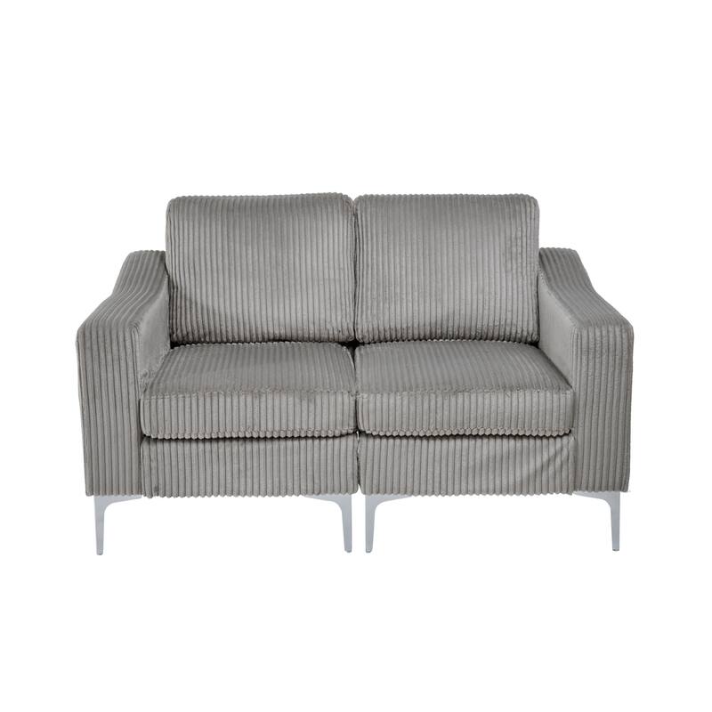 Modern 2-Seat Modular Sectional Sofa Corduroy Armchair Couch for Living Room Office - Gray