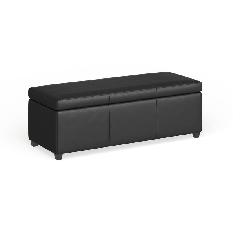 Copper Grove Apalachicola Black Bonded Leather Storage Bench Ottoman - Ottoman-Black