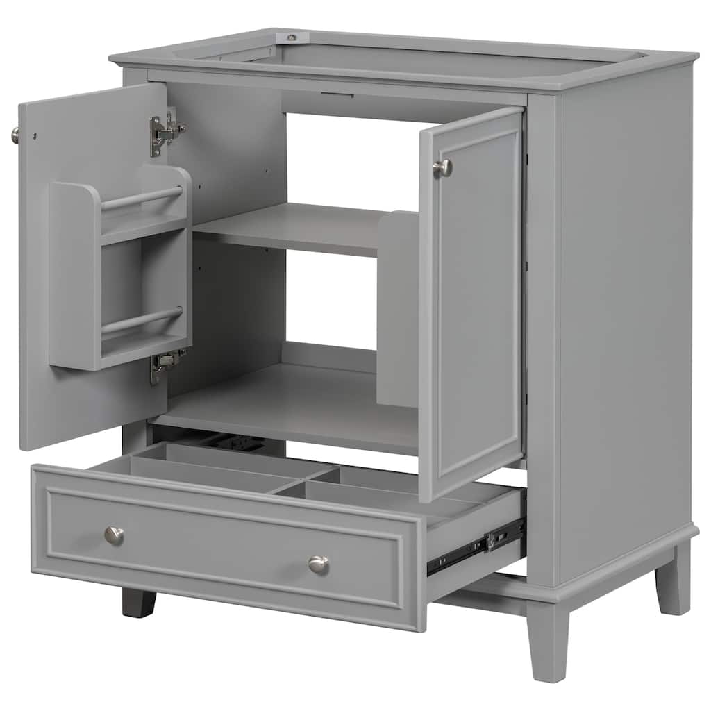 30" Bathroom Vanity without Sink, Base Only,Multi-functional Bathroom Cabinet with Doors,Drawer,Solid Frame,MDF Board