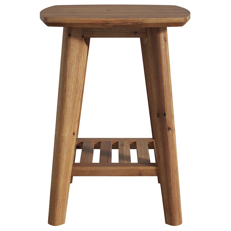 Solid Wood Square End Table with Storage Shelf, 19.68" Wood Side Table for Living Room, Sofa Side