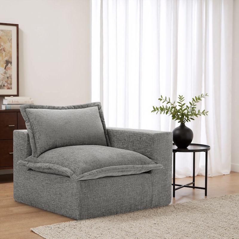 42"W Chenille Upholstered No Assembly Corner Chair