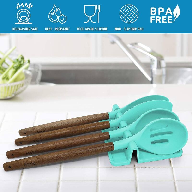 Zulay Kitchen Silicone Utensil Rest with Drip Pad