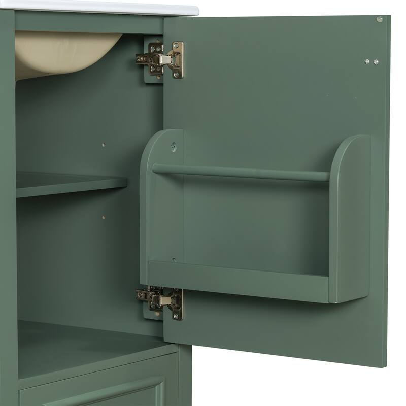 Bathroom Vanity with Sink, Bathroom Cabinet with Soft Closing Door, Storage Rack & Drawer, Free Standing Wood Vanity Set