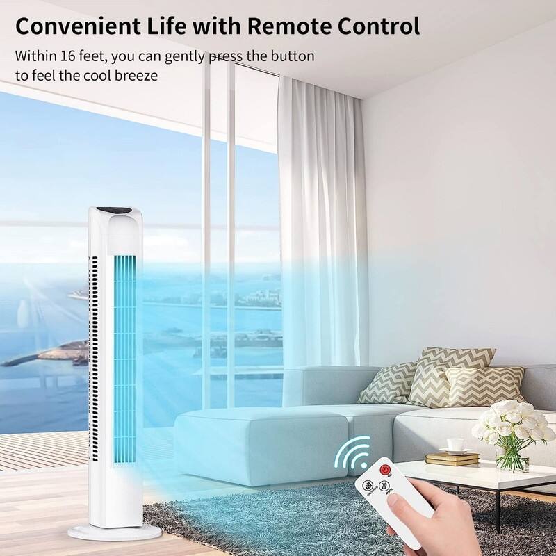 Oscillating Tower Fan with Remote, Electric Standing Tower Fan Floor Fan