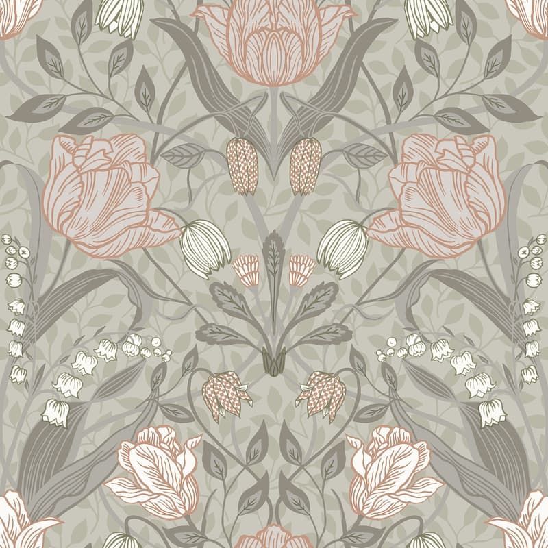 A-Street Prints Filippa Grey Tulip Wallpaper