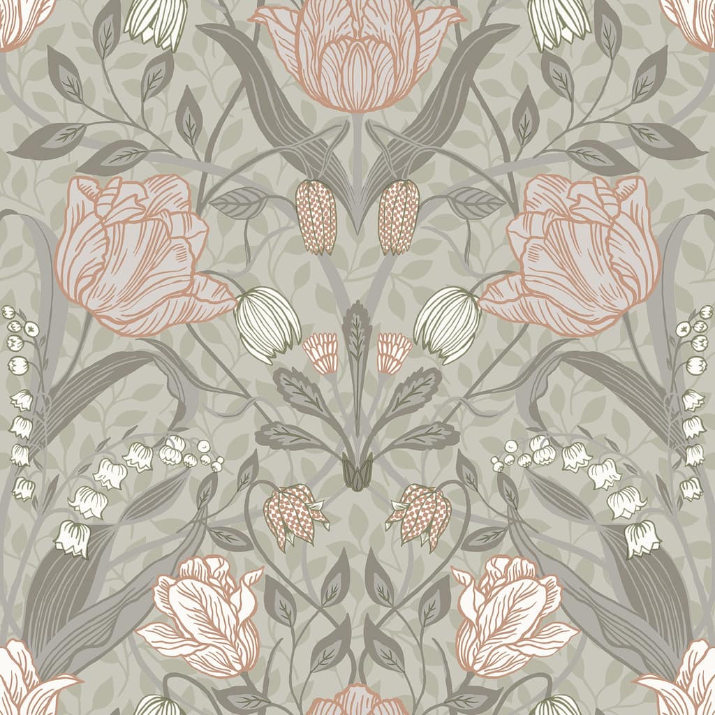 A-Street Prints Filippa Grey Tulip Wallpaper