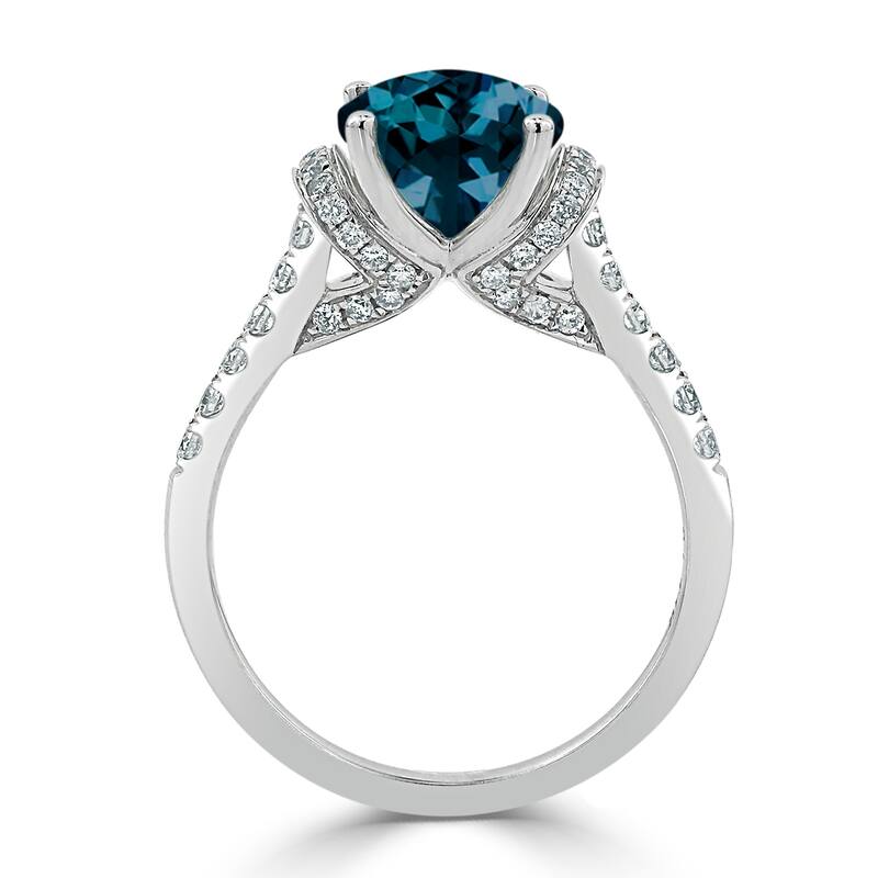Auriya Modern 2 3/8ct Oval London-blue Topaz and Diamond Engagement Ring 3/8cttw 14k Gold