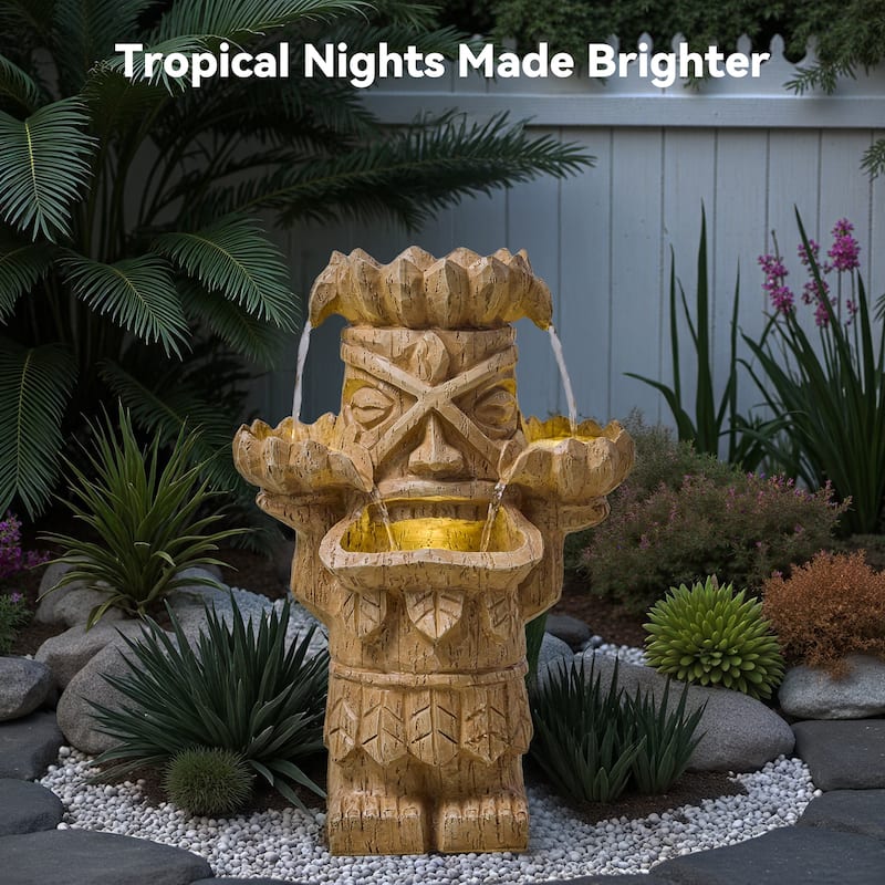 Vbal Hand Crafted Cascading 3-White Accents Weather Resistant Fountain
