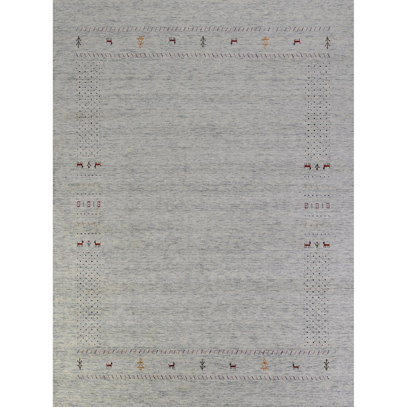 Hand Knotted Oriental 100% Wool Carpet Tribal Animal Pictorial Greys & Charcoal Gabbeh Area Rug - 10' 0'' X 8' 3''