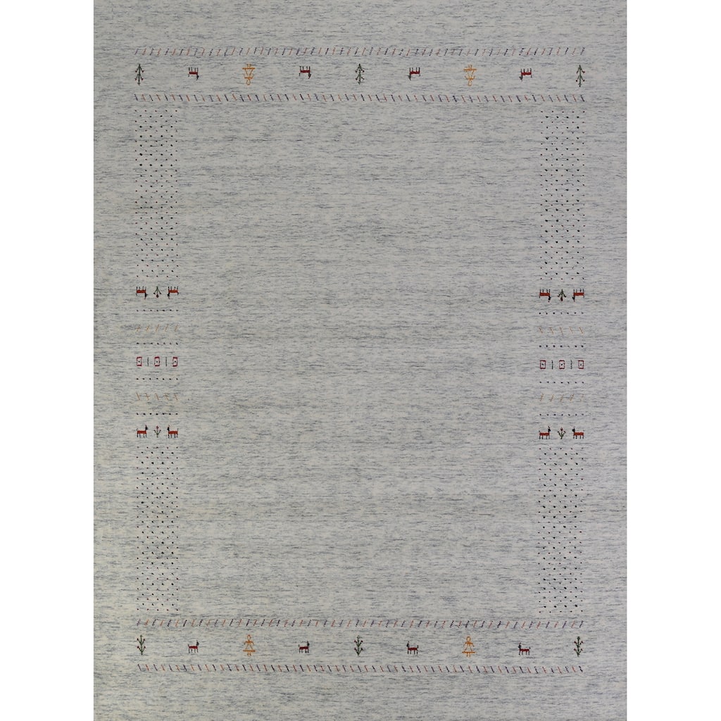 Hand Knotted Oriental 100% Wool Carpet Tribal Animal Pictorial Greys & Charcoal Gabbeh Area Rug - 10' 0'' X 8' 3''