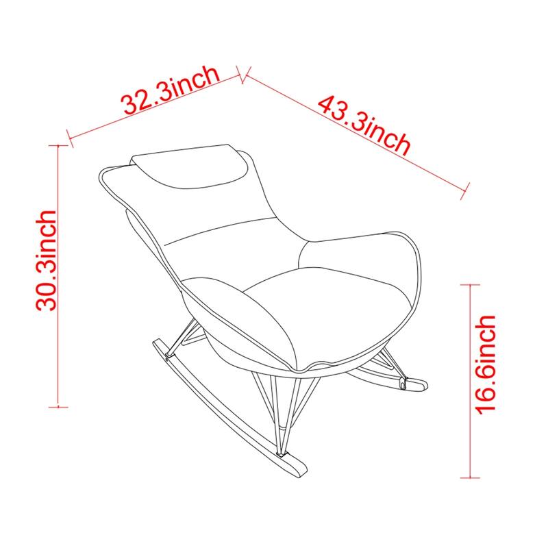 Ergonomic Rocking Chair with Detachable and Washable Seat Cushion